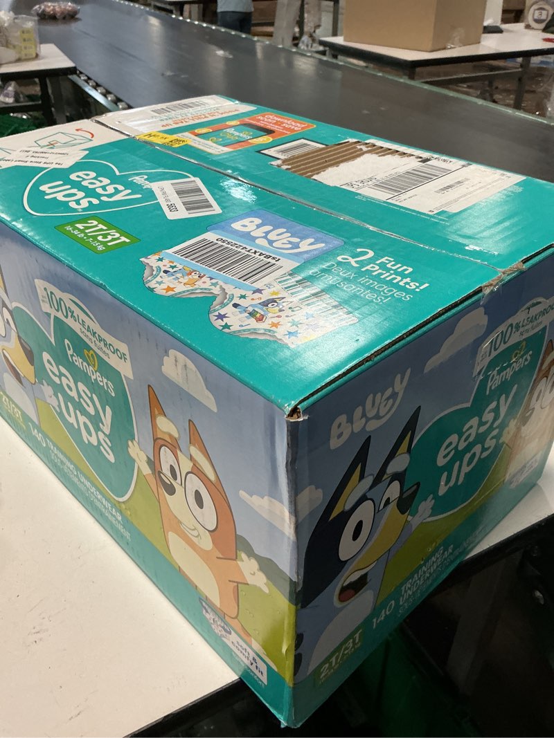 Condition photo showing New/Like New for pampers training pants - easy ups boys & girls bluey - size 2t-3t, 140 count, children's potty underwear (packaging may vary) 2t-3t 140