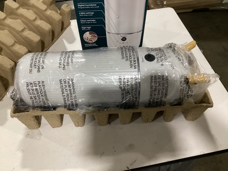 Condition photo showing New/Like New for Homedics Ultrasonic Humidifier - Large Deluxe Air Humidifiers for Bedroom, Plants, Office - Top-Fill 1.47-Gallon Tank, Cool Mist, Essential Oil Pads and Built-In Timer, 3 Speed Settings, White