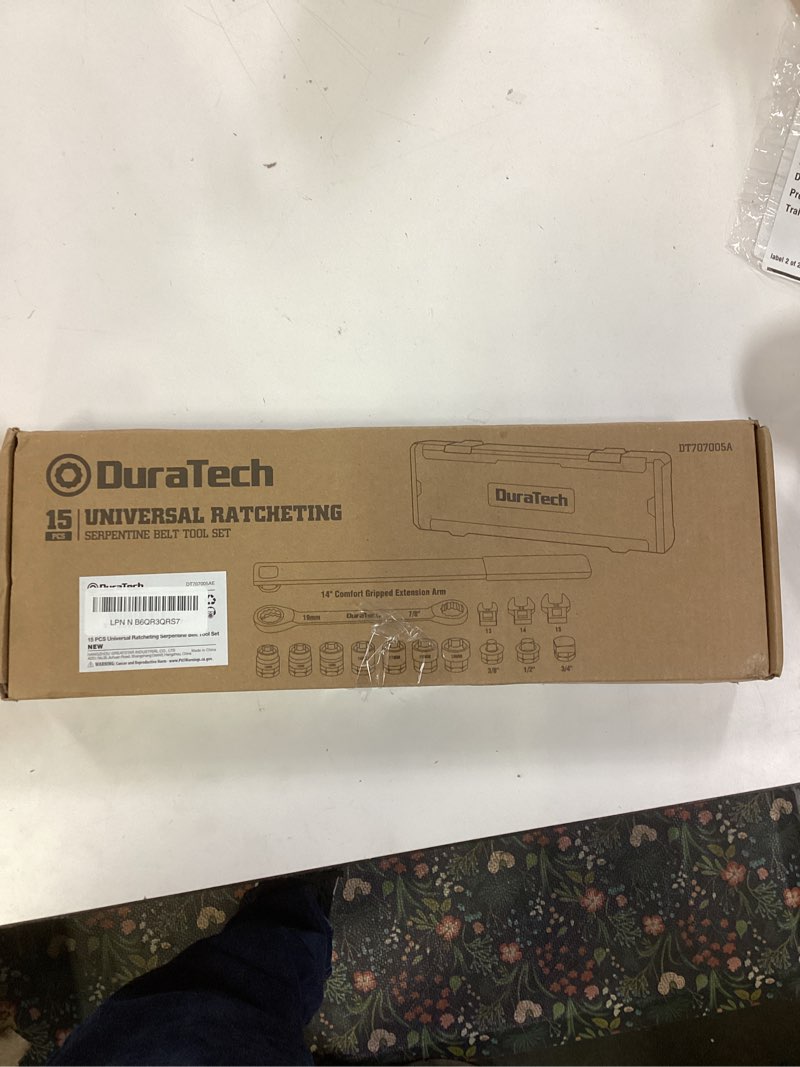 Condition photo showing New/Like New for DURATECH 15-Piece Universal Ratcheting Serpentine Belt Tool Set, Belt Tensioner Tool Kit with Blackening Treatment for Installing and Removing Pulleys and Belts