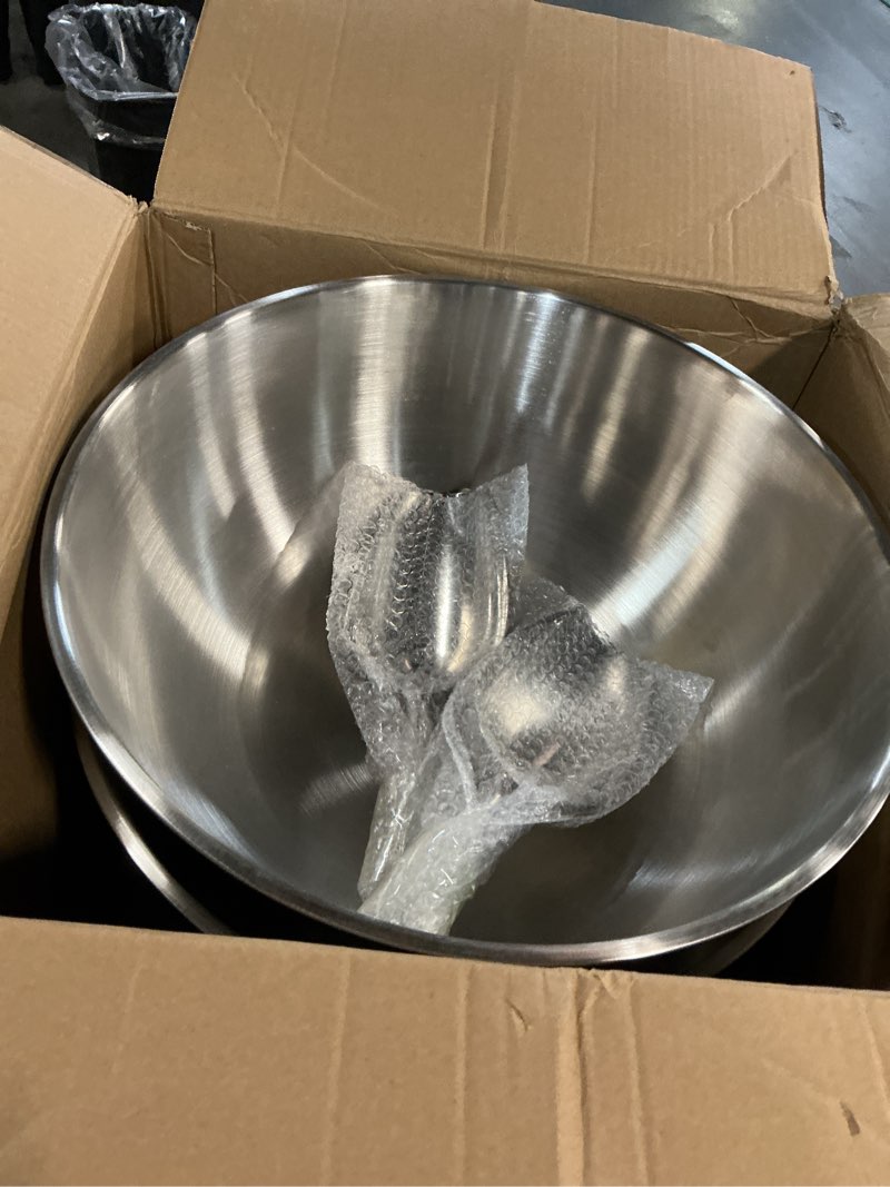 Condition photo showing Good Condition for Large Ice Bucket 13L Stainless Steel Champagne Bowl Ice Bucket with Ice Scoop Semicircle Drink Tub with Integrated Base Silver Beverage Tub for Parties, Cocktail Bar, Chilling Wine (1 pack)