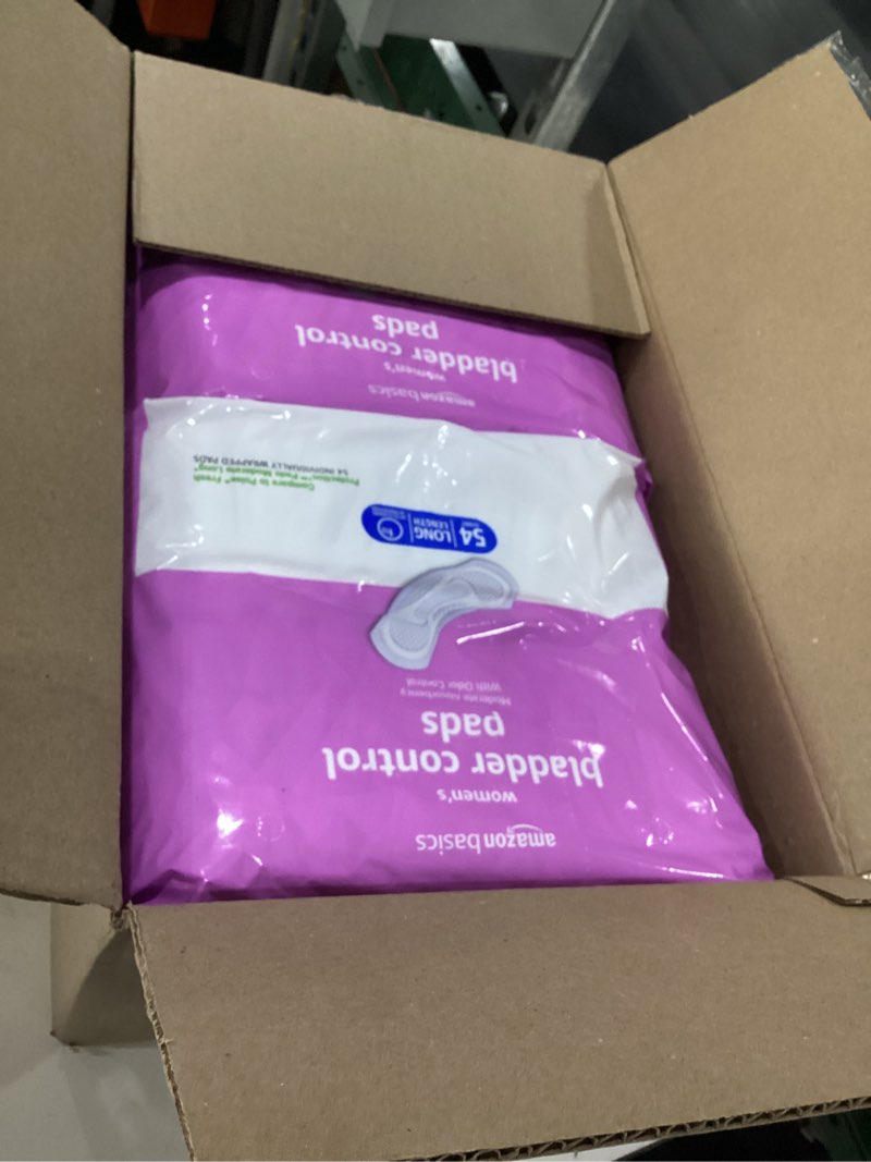Condition photo showing New/Like New for amazon basics incontinence pads for women long, bladder control, postpartum, moderate absorbency, unscented, 108 count (2 packs of 54) moderate (108 count) 108.0