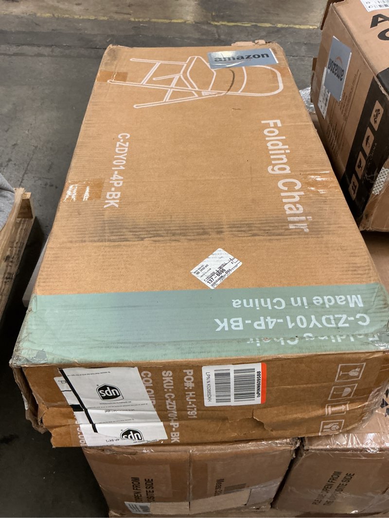 Condition photo showing As Is for similar Sweetcrispy Folding Chair 4pack, Leather Padded Folding Chairs, Sturdy Metal Foldable Chairs, Easy to Use and Store, Outdoor and Indoor, for Home, Office, Party, Comfy Black 4Pack