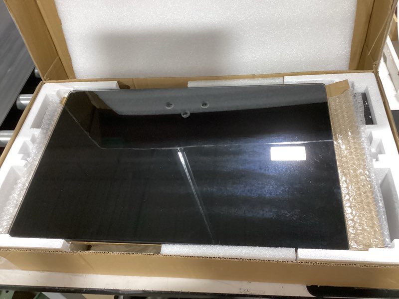 Condition photo showing Good Condition for tavr universal floor tv stand base for 32-75 inch tvs up to 110 lbs with swivel height adjustable mount, black tempered glass base for media storage and space saving black glass base without power strip