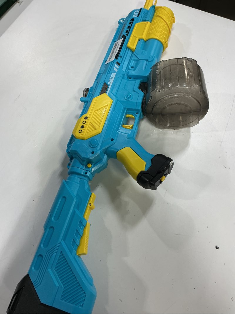 Condition photo showing As Is for Electric Water Gun with 1350CC Large Capacity, 32FT Long Range Auto Suction Water Guns for Adults, Squirt Gun Water Blasters for Kids Adults Beach Pool Outdoor Party Water Toys Gift Blue