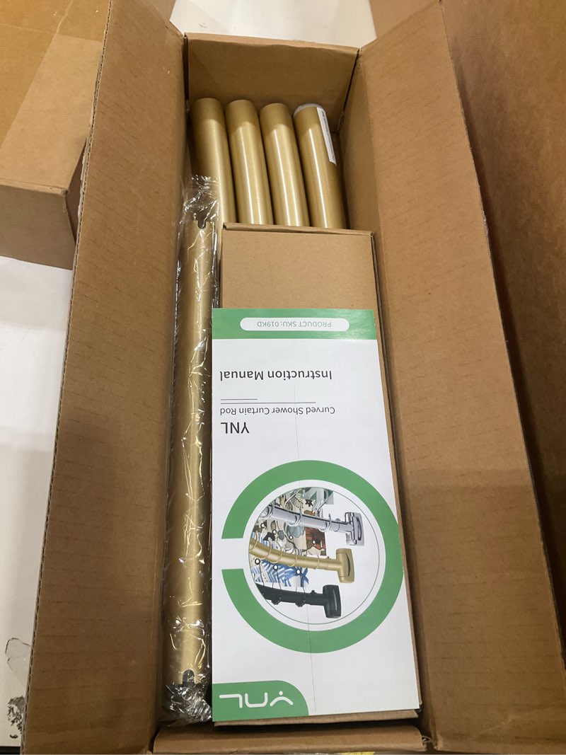 Condition photo showing Good Condition for ynl curved shower curtain rod 35-82in(2.9-6.8ft), gold round rustproof shower rod for bathroom bathtub, adjustable arched shower curtain rod, never rust|extra space|non-slip|expandable|need to drill. gold 35''-82''