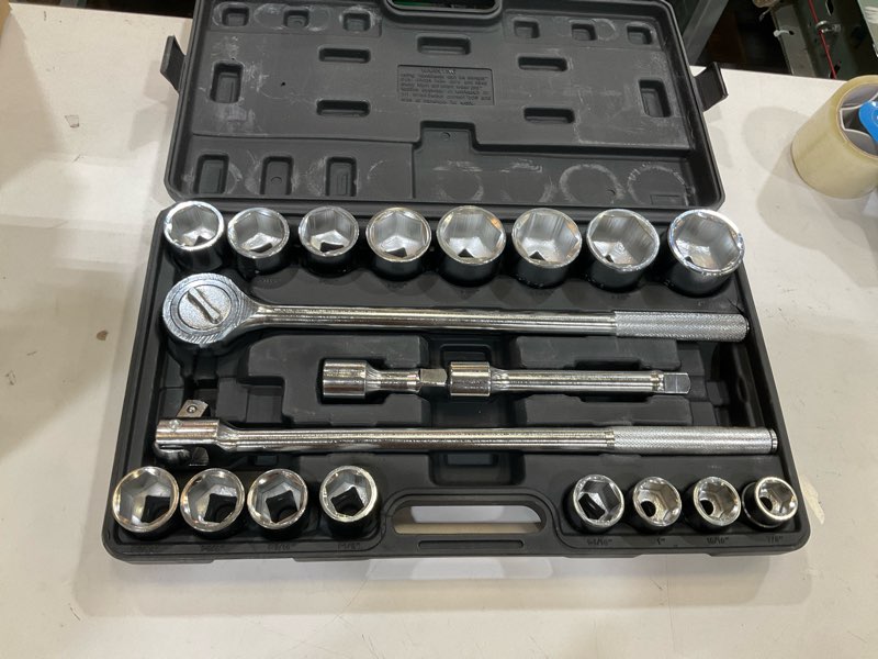 Condition photo showing New/Like New for tonynol 21-piece 3/4" drive socket wrench sets, 6-point,sae size(7/8''-2"),cr-v steel sockets with adapters and ratchet handle,flex-head breaker bar sae size(7/8''-2") 6-point