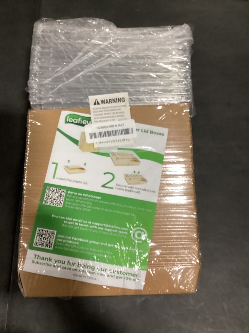 Condition photo showing Good Condition for 50 pack 8x6 inches large charcuterie boxes with clear lids - individual to go paper mini charcuterie boards with lid, disposable food containers for desserts, cookie, charcuterie accessories (brown)