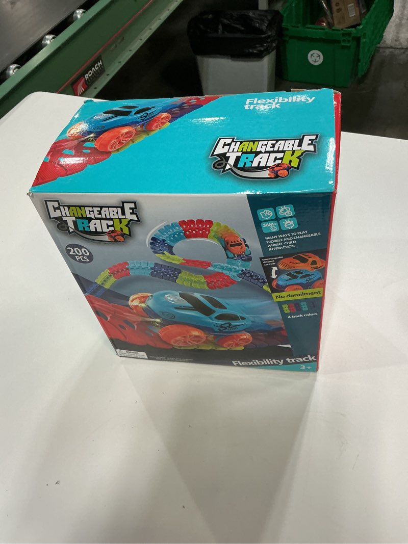 Condition photo showing item condition for Race Track Toy for Kids Boys with LED Light-Up Car, Flexible Changeable Battery Electric Race Car Track for 3 4 5 6 7 8+Year Old Boys Girls as Birthday Party Gifts (200pcs,2car)