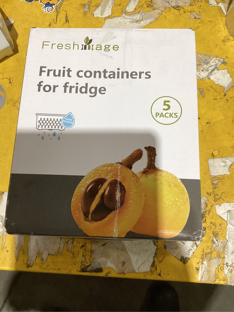 Condition photo showing Good Condition for 5 pcs large fruit storage containers for fridge ,food storage containers | with removable colander leakproof dishwasher & microwave safe produce containers keep fruits vegetables berry fresh longer wu