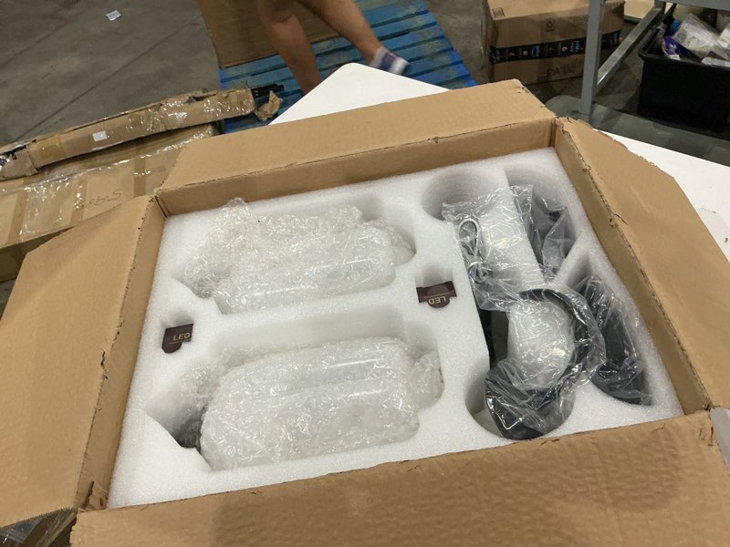 Condition photo showing Good Condition for vintage gold milk glass wall sconce, wall light set of 2 - vintage milky white shade & brass finish base, indoor hardwired wall lighting fixture for foyers, bedroom, etc (bulbs included)-white single lamp - white (2 pack)