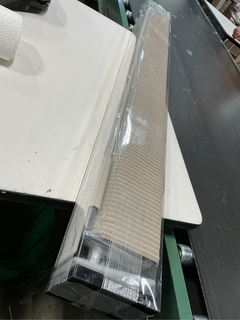 Condition photo showing New/Like New for sunoff outdoor roller shades, cordless patio roller up blinds with shade cloth for porch gazebo pergola balcony backyard, 2 poles & 1 fabric, sesame, 84" wx96 h 84"w x 96"h sesame