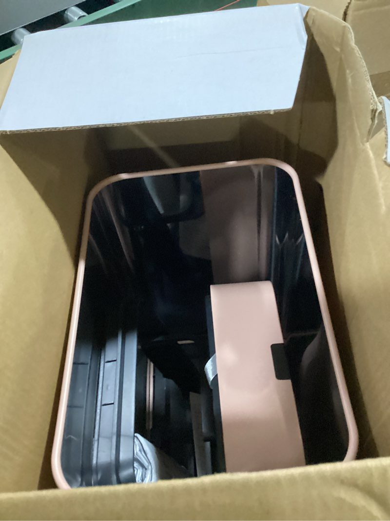 Condition photo showing As Is for elpheco slim bathroom trash can with lid 2.6 gallon smart trash can pink | motion sensor butterfly lid garbage can automatic stainless steel wastebasket bathroom decor for bedroom office toilet pink 2.6 gallon