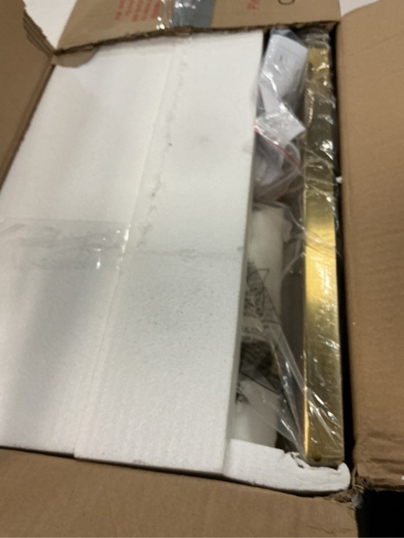 Condition photo showing Good Condition for Emliviar Large 6-Light Vanity Lighting for Powder Room, 44.7 Inch Wall Lamp Over Mirror with Clear Glass Shade, Brushed Gold Finish, YCE237B-6W BG Brushed Gold - Clear Glass 6-Light