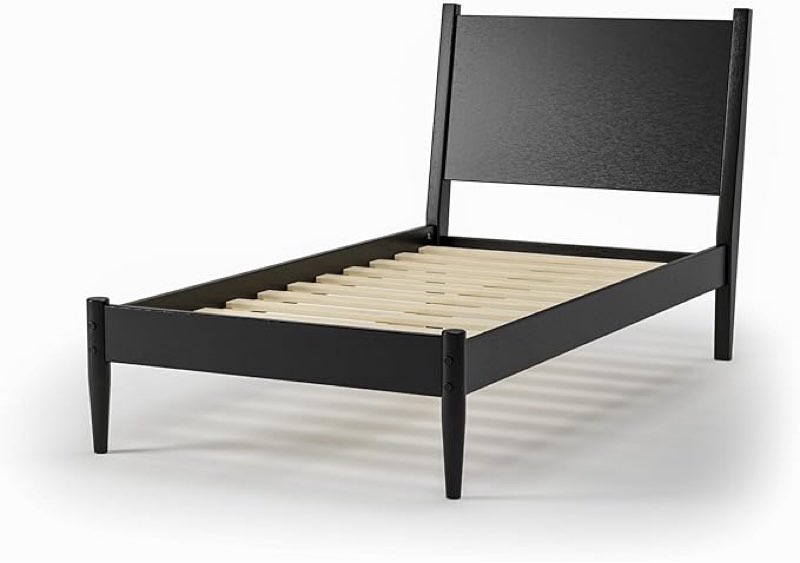 ( incomplete / box 2 of 2) amaflexi Mid-Century Panel Bed - Twin Size - Black Finish