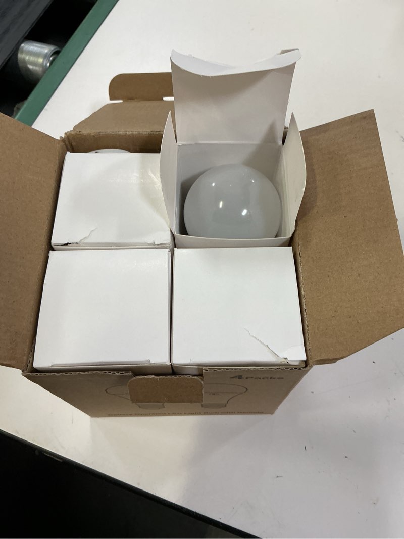Condition photo showing New/Like New for rechargeable battery operated a19 light bulbs with remote, dimmable detachable battery powered led bulb with 15 colors shift & timer, cordless emergency bulb for wall sconce, non-hardwired, 4-pack 15 colors 4 pack