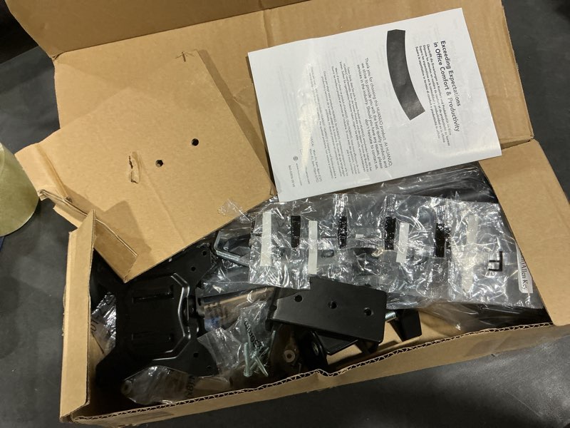 Condition photo showing As Is for HUANUO Dual Monitor Mount for 2 Monitors up to 30 inches, Heavy Duty Dual Monitor Stand Holds up to 22 lbs, Dual Monitor Arm with Height Adjustable Tilt Swive Rotate, VESA Hole 75mm or 100mm