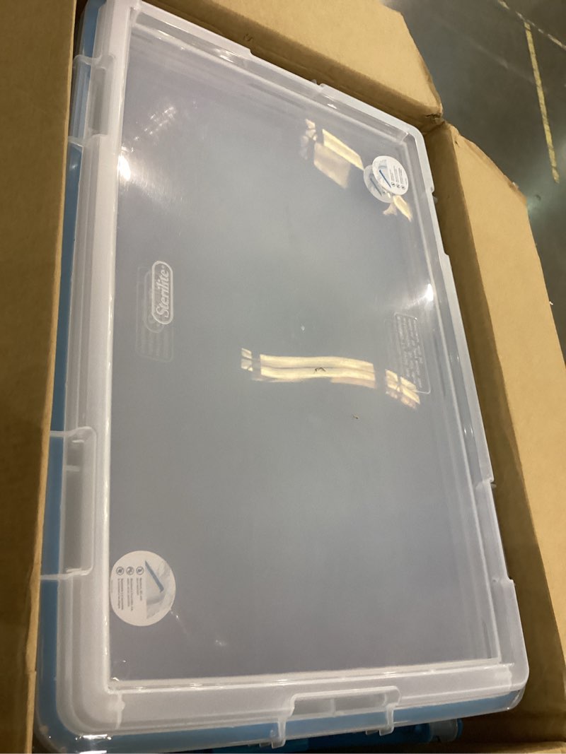 Condition photo showing Good Condition for Sterilite 8-Pack Stackable Storage Bin with Lid, Clear Plastic Design, 70 Quart