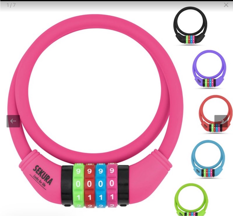 Büchel Sekura Children's Combination Lock 120 cm with Coloured Cover 4 Digit Programmable Various Colours Includes Bracket, pink