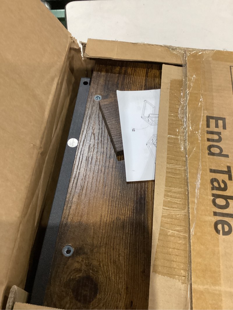 Condition photo showing As Is for AMHANCIBLE C Shaped End Table with Charging Station, TV Tray Set of 2, Couch Tables with Storage Bag, Slide Under Sofa Side Table with USB Ports and Outlets for Living Room, Rustic Brown HET04CBR Rustic Brown 2