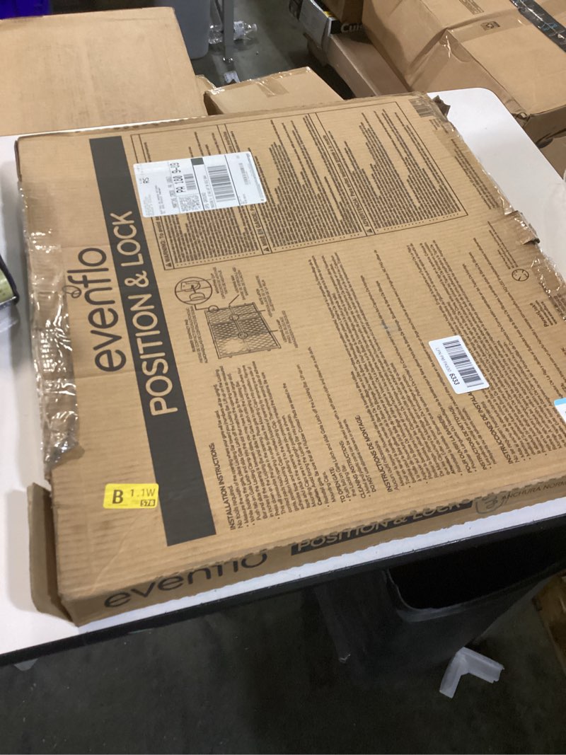 Condition photo showing As Is for Evenflo Position & Lock Baby Gate, Pressure-Mounted, Farmhouse Collection