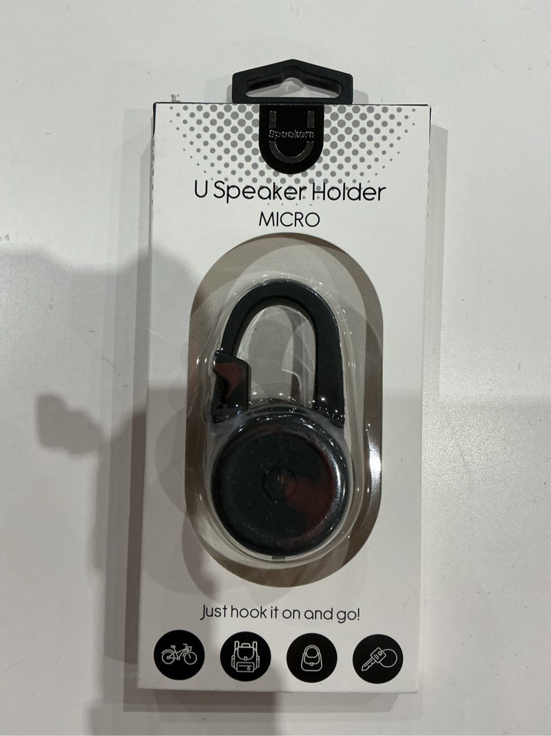 Condition photo showing Good Condition for fashionit small clip-on holder carabiner designed to fit a u micro speaker, portable, travel-friendly, black, water resistant, durable, speaker not included x black holder