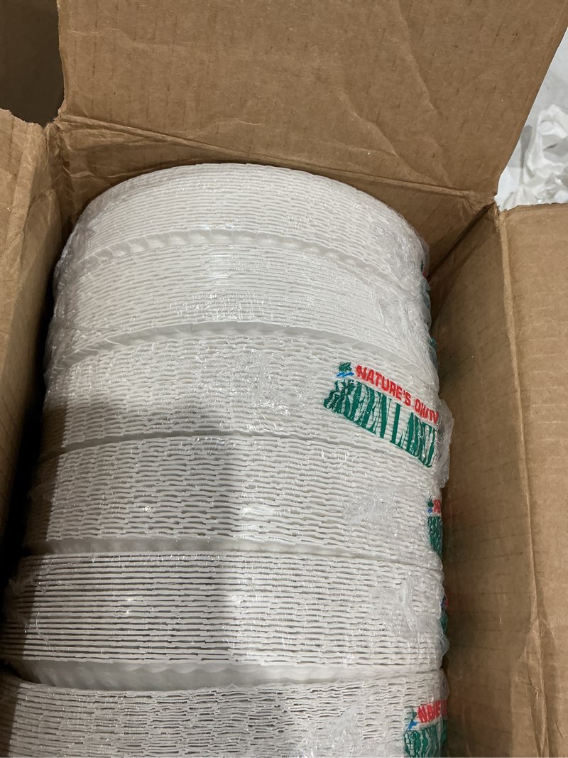 Condition photo showing New/Like New for ajm packaging - ajmpp9grawh corporation pp9grawh paper plates, 9" diameter, white, 12 packs of 100 (case of 1200)