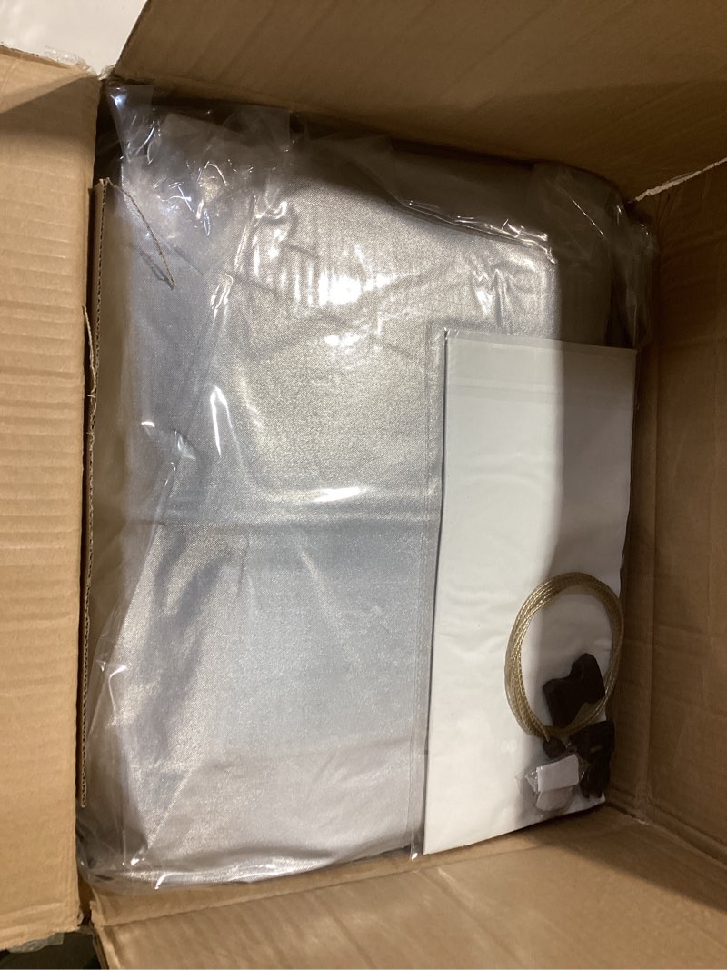 Condition photo showing As Is for 30 Layers Heavy Duty SUV Car Cover for Automobiles All Weather Waterproof, Outdoor Snowproof UV Protection Windproof, Door Zipper, Soft Cotton Universal Car Covers (Silver, Fit SUV 191"-200") Silver Heavy Duty Fit SUV 191"-200"