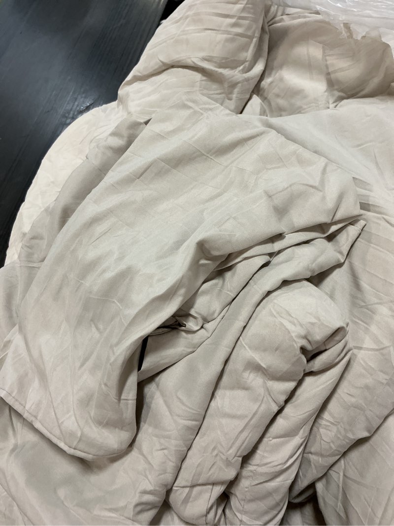 Condition photo showing Good Condition for cozylux full size comforter set beige, 3 pieces lightweight down alternative quilted bedding sets, all season soft breathable solid comforter with 2 pillowcases, luxury bed set gift for home beige full