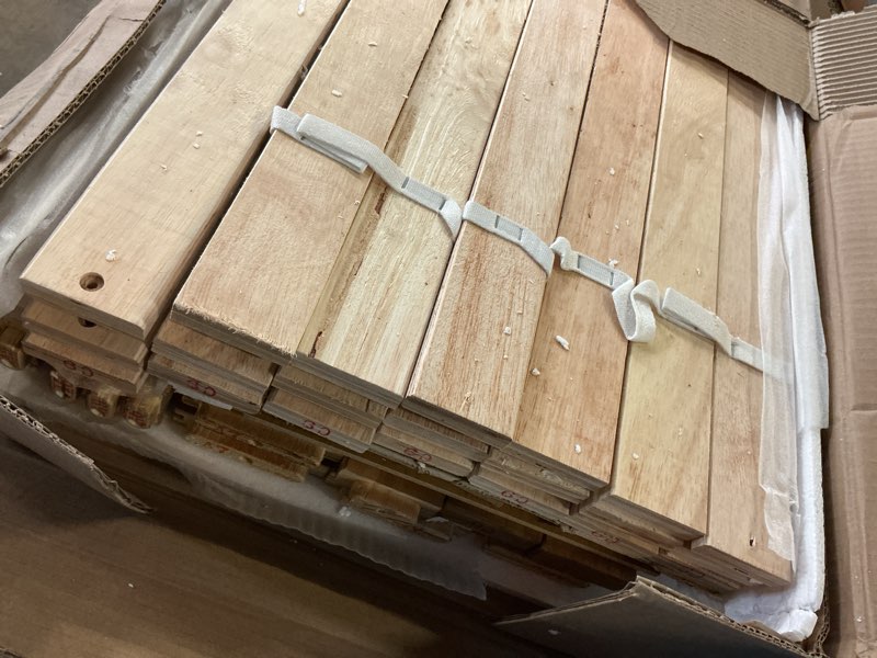 Condition photo showing item condition for ( incomplete box 1 of 2 )) Ball & Cast Queen Over Queen Bunk Bed with Built-in Storage Cabinets and Guardrails,Wood Bunbed w/Charging Station & Ladder,Full-Length Guard Rail,Slat Support,Bedroom Furniture for Student,Wheat Queen Over Queen-wheat