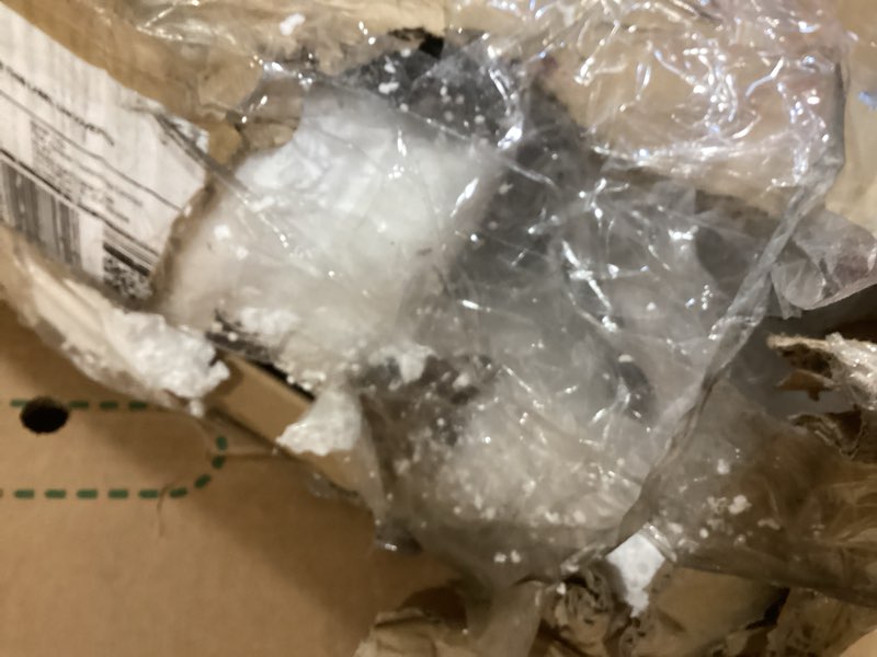 Condition photo showing New/Like New for Huuger L Shaped Standing Desk with Power Outlets, 63 x 55 Inch Height Adjustable Computer Desk for Bedroom, Corner Stand up Desk for Home and Office, Work and Study, Rustic Brown