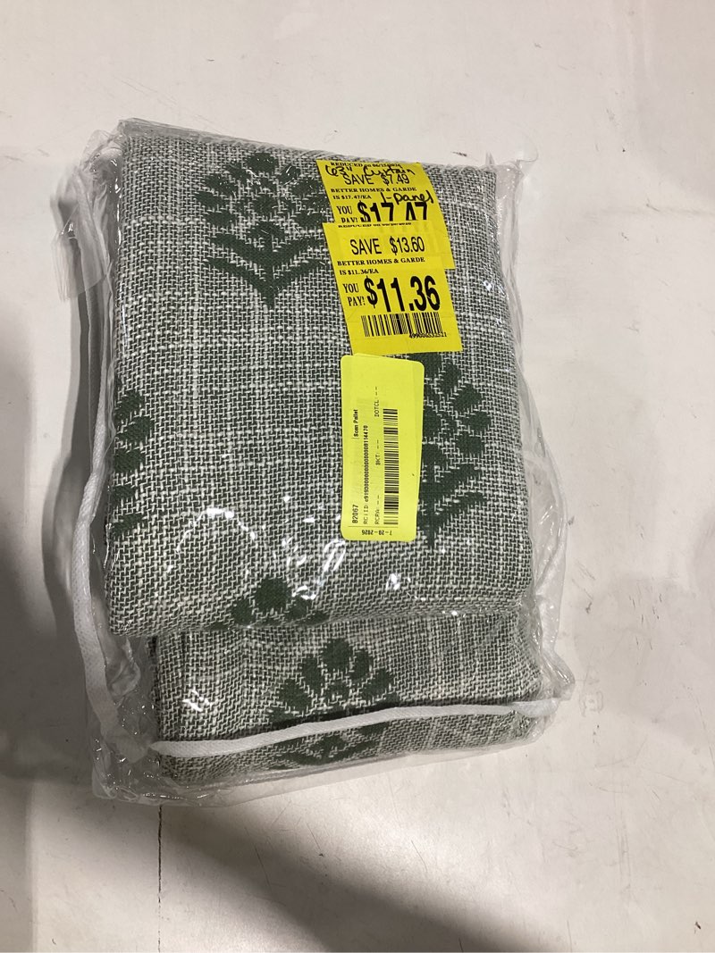Condition photo showing Good Condition for better homes & gardens floral block print blackout single curtain panel, green, 50"w x 63"l