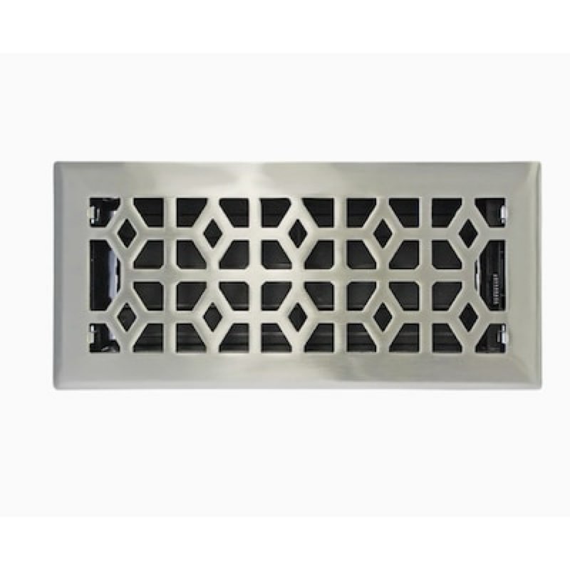 allen + roth 4-in x 10-in maximum airflow steel satin nickel floor register