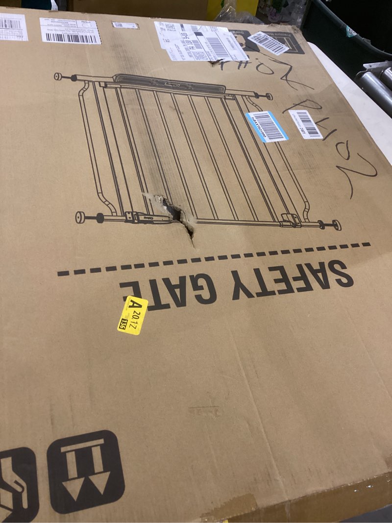 Condition photo showing Good Condition for 34" Extra Tall Baby Gate for Stairs, Auto Close Stroller Friendly Dog Gate Indoor for Doorways, Pressure Mounted 29"-45" Wide Baby Gate, Easy Walk Through Gate for Children & Pets, White White 29-45"Wide, 34"Tall