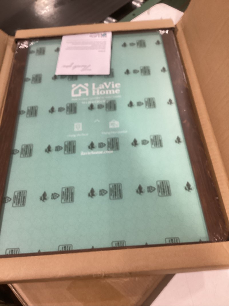 Condition photo showing New/Like New for LaVie Home 14x22 Picture Frame Brown Poster Frame, Stable and Sturdy Frame and Polished Plexiglass, Horizontal and Vertical Format of The Walls 1 Pack 14x22 Brown