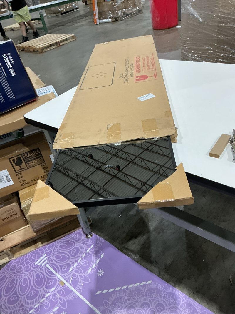 Condition photo showing Good Condition for 47x14 mirror rectangle full body length door hanging wall mounted metal aluminum alloy frame dressing make-up mirrors for entryway bedroom bathroom living room 47 14 inch black black 47"l x 14"w