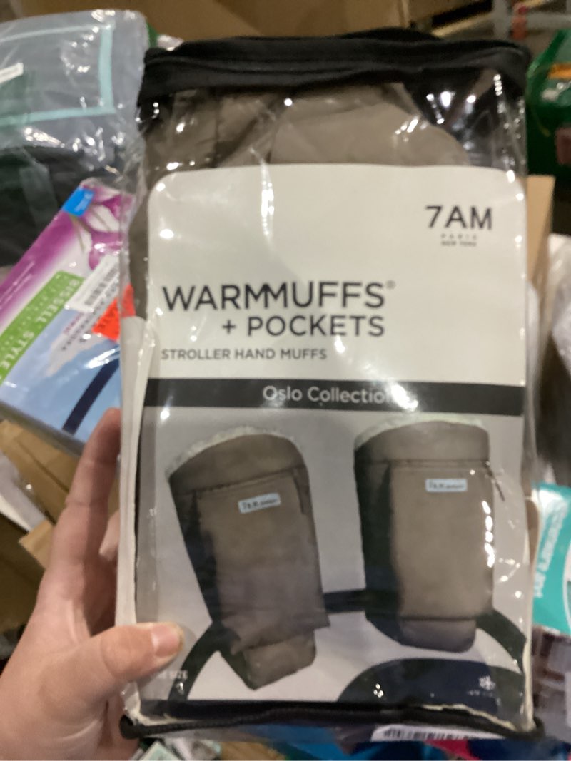 Condition photo showing As Is for 7am enfant stroller warmmuffs gloves - anti-freeze stroller mittens for handlebars, water repellent hand warmer muff for cold weather, plush lined stroller warmmuffs | winter stroller accessories chestnut