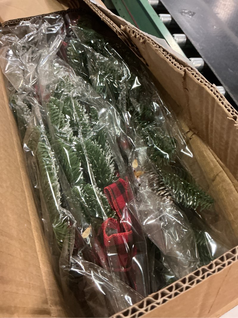 Condition photo showing New/Like New for 3 pcs christmas teardrop swag 24 inch pine branch swag stairway swag prelit tear drop christmas wreath with warm lights christmas decoration for door indoor outdoor home hanging decor