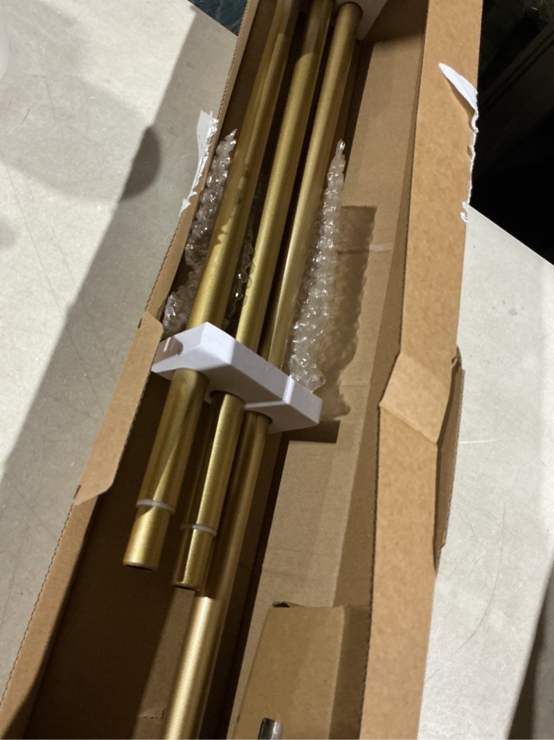 Condition photo showing As Is for TONIAL 3/4 Inch Bay Window Curtain Rods, 36 to 72 Inch Center Rod for window 24 to 68 Inch, 20 to 36 Inch Side Rod for window 16 to 32 Inch, Decoratice Drapery Rods with Small Cap Finial, Antique Gold Antique Gold 36-72"(3 sided)