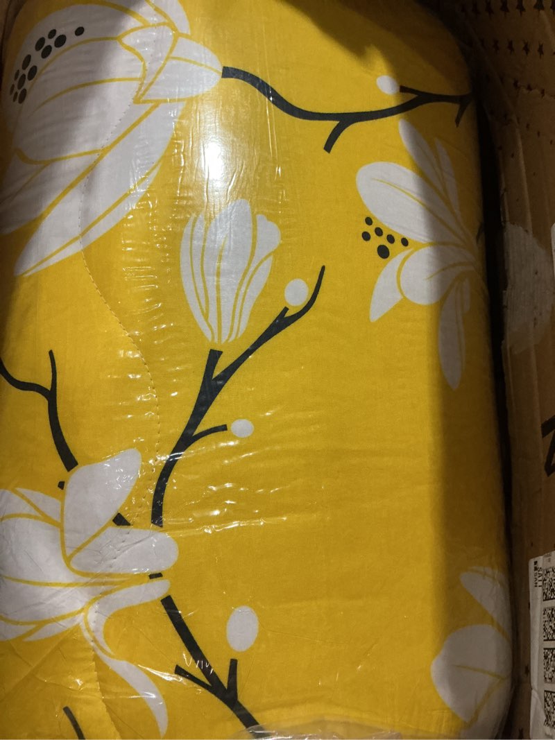 Condition photo showing Good Condition for japanese floor mattress, futon mattress with portable storage bag and washable cover, roll up thick tatami mat suitable for camping, guest room, yellow flower, queen queen (80"l x 60"w) yellow flower ( 4"th + dust cover ?