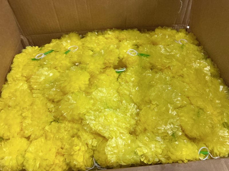 Condition photo showing Good Condition for Giegxin 15 Pack Marigold Garland for Decoration 5 ft Long Strands Faux Artificial Marigold Flowers Diwali Indian Wedding Party Mantle Decor for Día De Muertos Pooja Religious Pongal(Yellow)