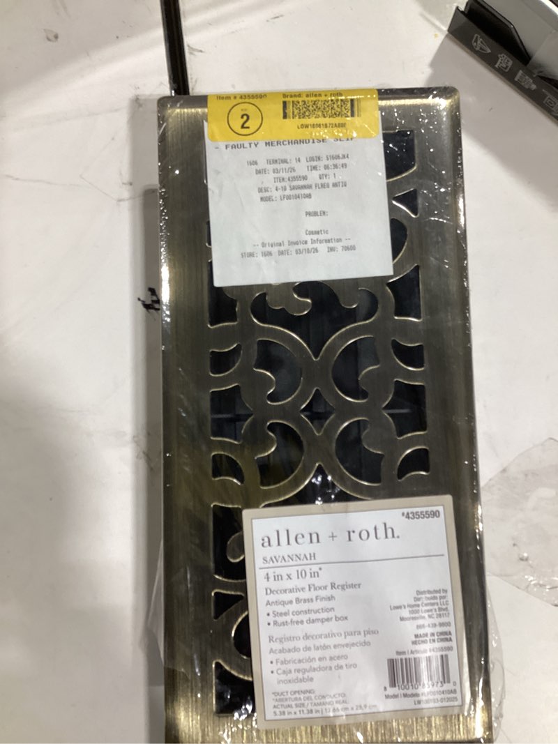 Condition photo showing As Is for reggio register 6-in x 12-in aluminum oil rubbed bronze floor register