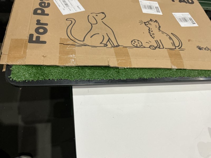 Condition photo showing Good Condition for dog grass pad with tray,35x23in dogs potty tray with 2-pack upgraded replacement artificial grass,dog litter box for pet training,indoor portable pottys pet toilet 35x23 in