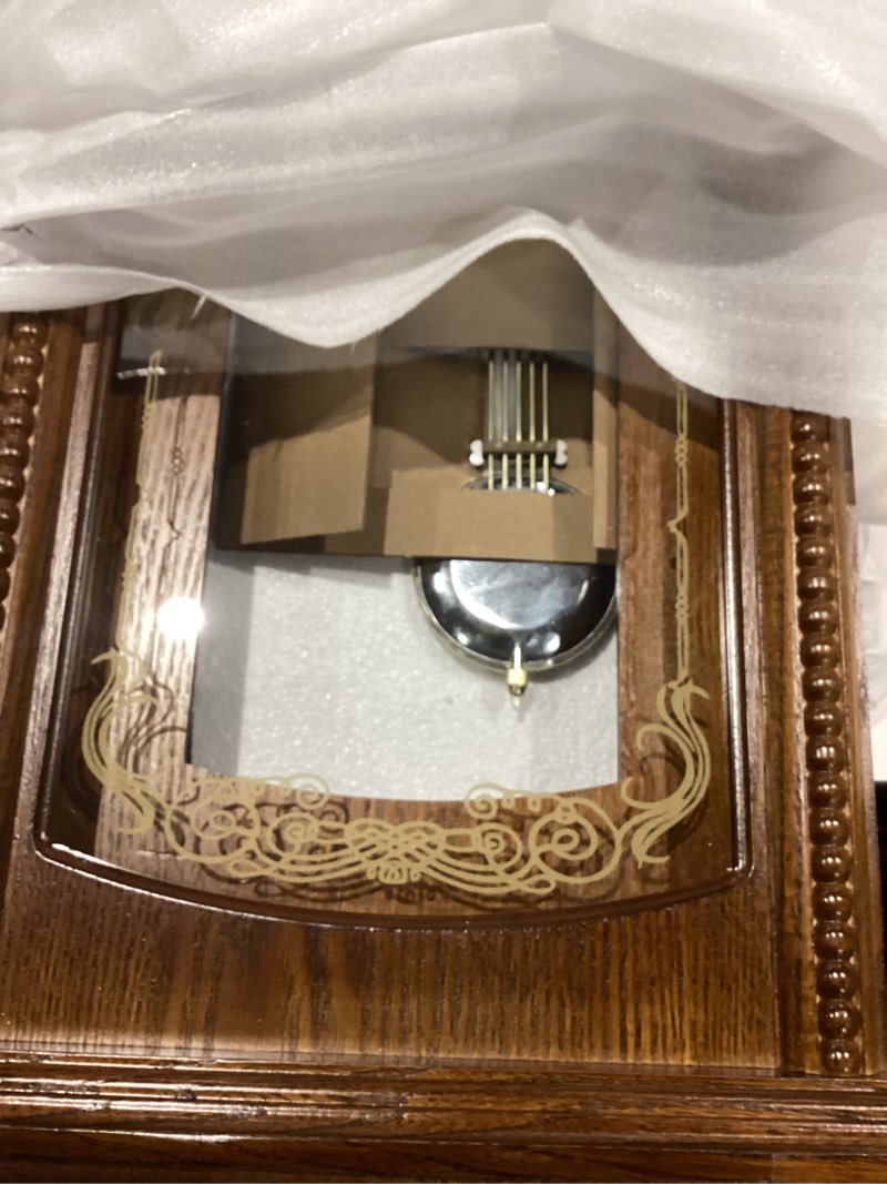 Condition photo showing Good Condition for ayrely® 26in grandfather vintage wall clock with pendulum and chime, hour/quarter-hour chime, elmwood frame, large vintage wall clock for living room,home decor gift