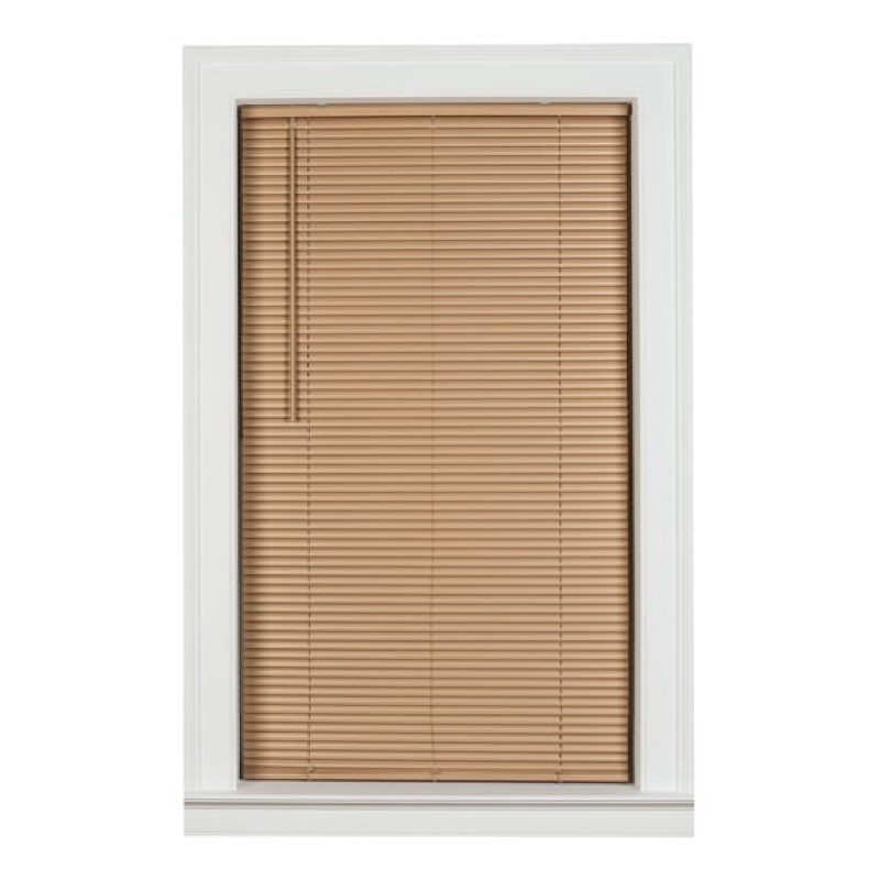Mainstays 1 in Cordless Vinyl Room Darkening Mini Blinds, Khaki, 23 in W x 72 in L