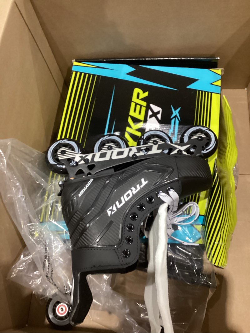 Condition photo showing Good Condition for tronx stryker adjustable senior intermediate junior youth roller inline hockey skates jr skate 2-5 (shoe size 3.5-6.5)