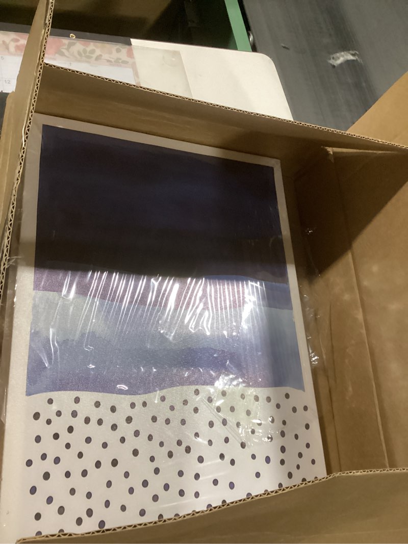 Blue Abstract Wall Art Canvas - Navy and White Framed Painting for Living Room, Bedroom, Office Deco