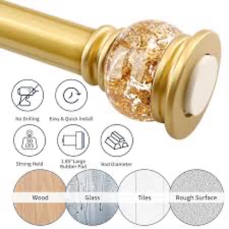 JZKaspar Shower Curtain Rod 27 to 86 Inch,1 Inch Diameter Shower Rod for Bathroom, No Drilling Tensi