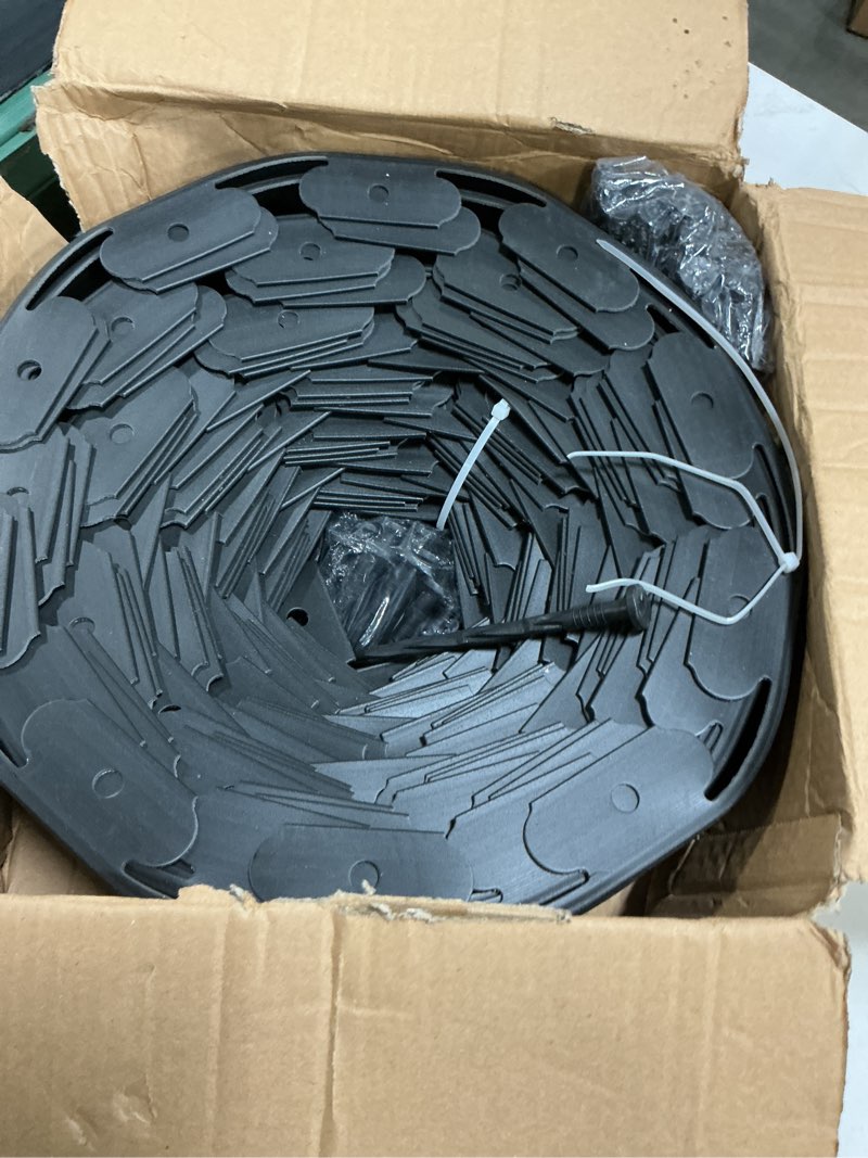 Condition photo showing Good Condition for 100ft,1.5in tall landscape edging kit with 150 spikes, not digging flexible plastic edge border for landscaping, lawn, garden, flower beds, yard, paver, playground, fence, pathway,3pack, 33ft each black 1.5in*100ft