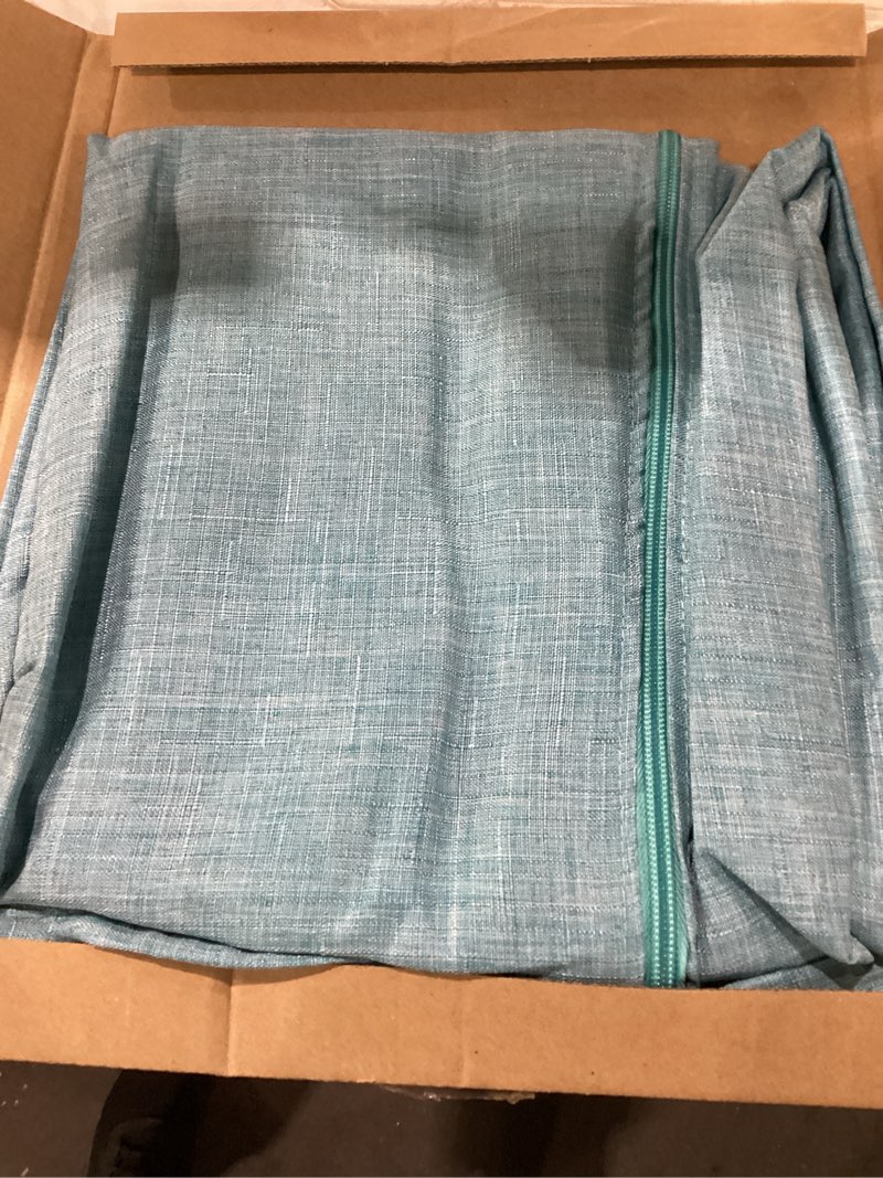 Condition photo showing Good Condition for lushvida outdoor tablecloth with umbrella hole - patio table cloth zippered square 60x60 inch, teal faux linen table cover water resistant for picnic outside 60" x 60" (square) teal
