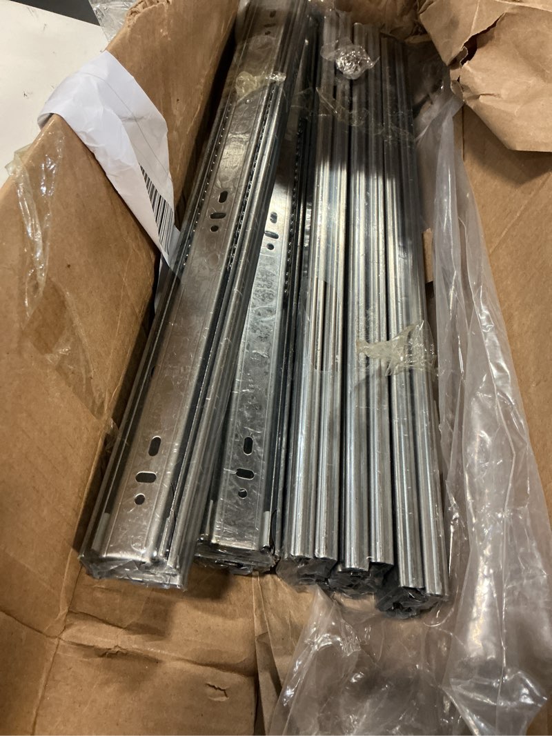 Condition photo showing Good Condition for yenuo 5 pairs stainless steel drawer slides full extension 10 12 14 16 18 20 22 24 inch side mount ball bearing dresser cabinet kitchen rails track guide glides runners heavy duty 100 lbs white-stainless steel 18 inch 5